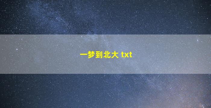 一梦到北大 txt